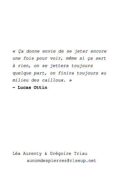 Au nom des pierres, contact