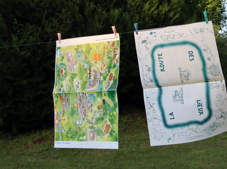 La "Carte des lieux" et la "route des lieux", impression en risographie recto-verso.