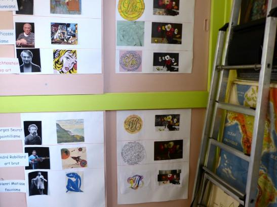 Nous constatons en arrivant que nos ateliers sont mis à l’honneur sur les murs de l’école !