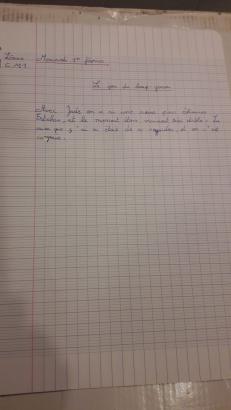 Témoignage écrit d'un CM1 suite à la première session