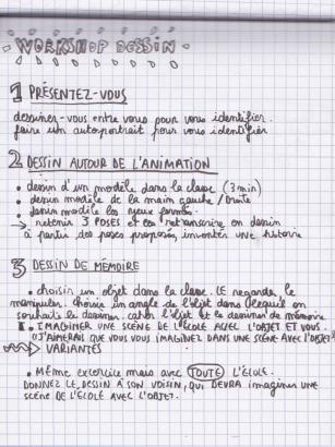 Préparation Atelier de dessin