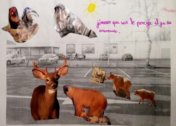 des animaux sur le parking