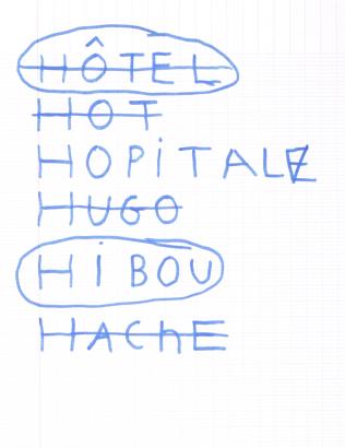 Voici quelques exemples dans la sélection des mots