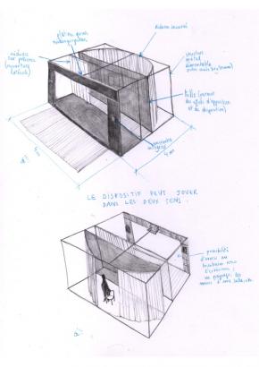 Croquis de la boite vue en coupe - utilisable des deux côtés