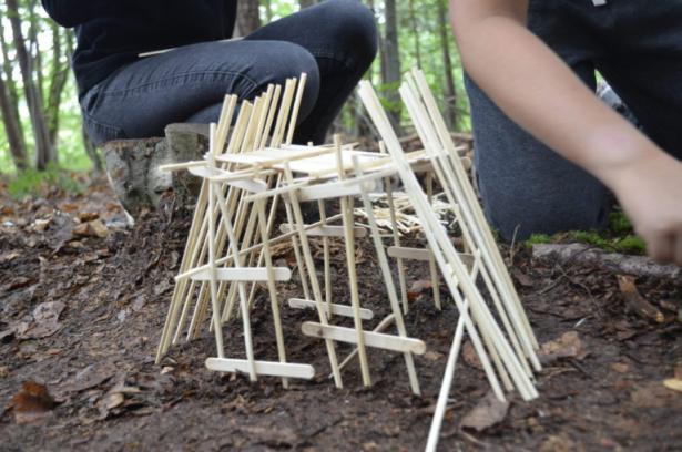 la partie construction en forêt