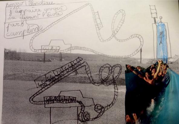 un parc d'attraction devant l'école