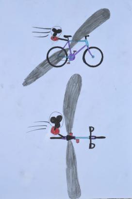Des dessins de vélos volants