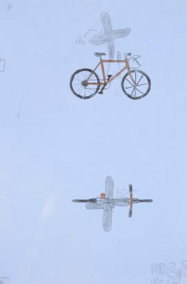 Des dessins de vélos volants
