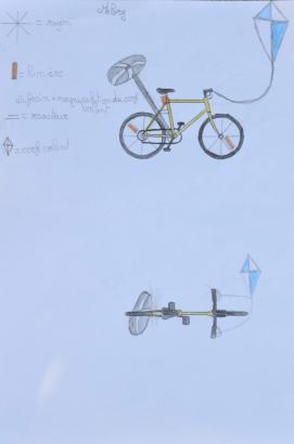 Des dessins de vélos volants