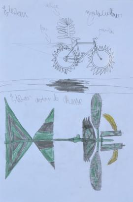 Des dessins de vélos volants