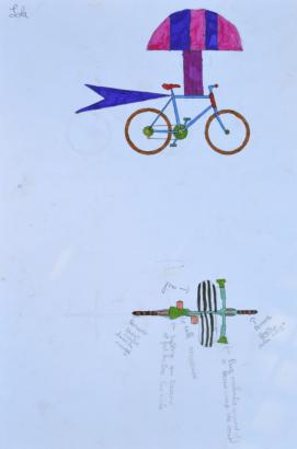 Des dessins de vélos volants