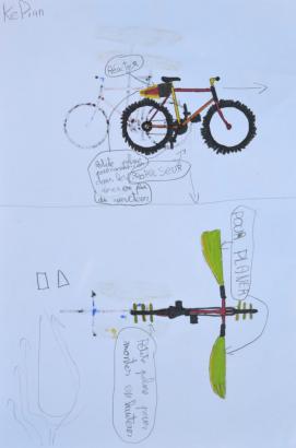 Des dessins de vélos volants