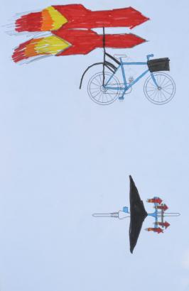 Des dessins de vélos volants
