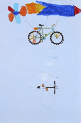 Des dessins de vélos volants