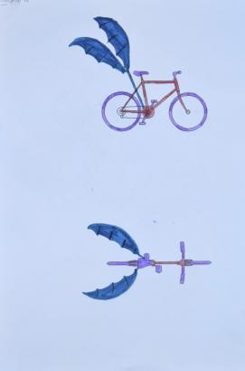 Des dessins de vélos volants