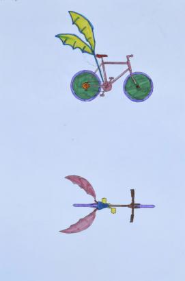 Des dessins de vélos volants