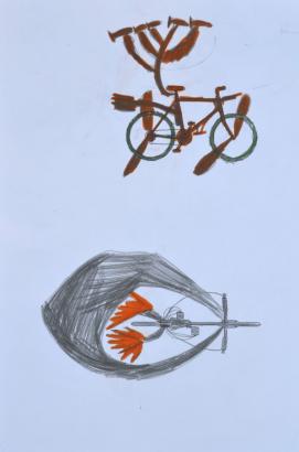 Des dessins de vélos volants