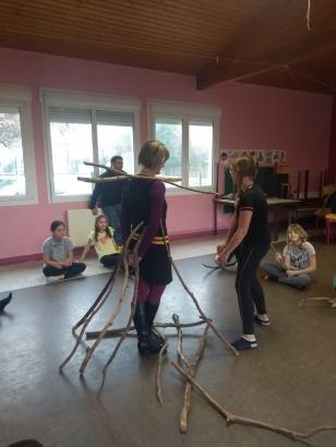 L'arrivée de la matière bois, dans les ateliers cirque
