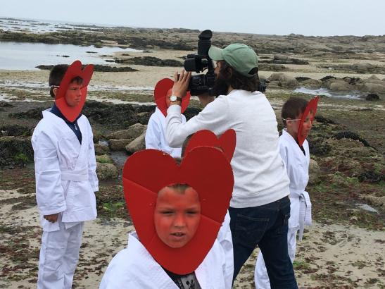 Tournage à la plage du film final