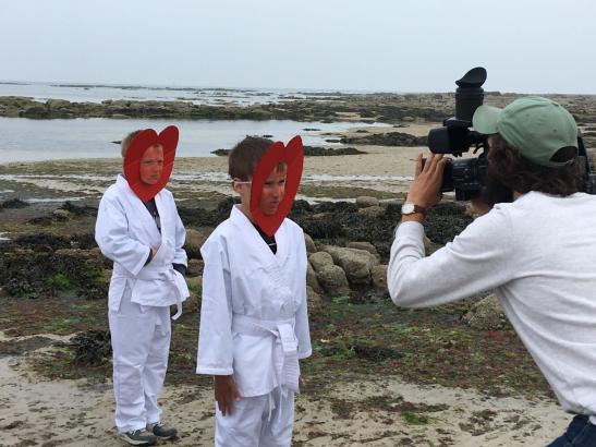 Tournage à la plage du film final
