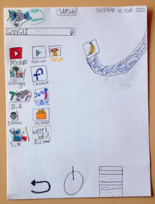 La tablette avec l'application "Lances bananes"