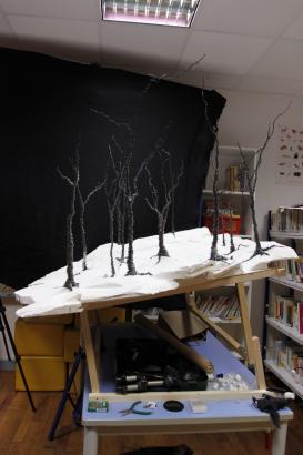 Construction du décor n°1 et installation pour le tournage