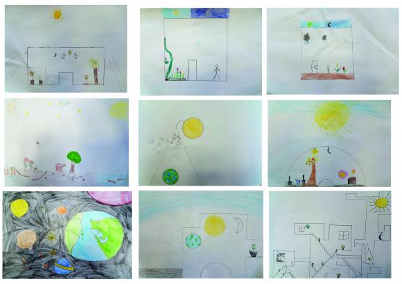 dessins des enfants sur La Terre, l'Homme, le Cosmos
