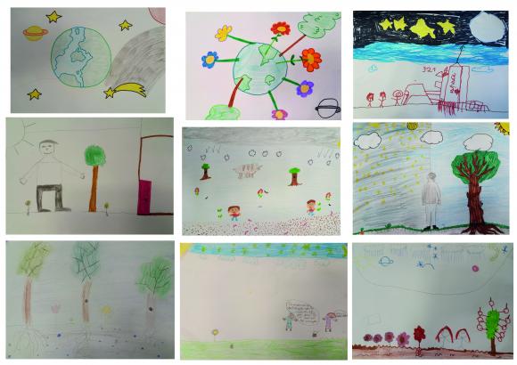 dessins des enfants sur La Terre, l'Homme, le Cosmos