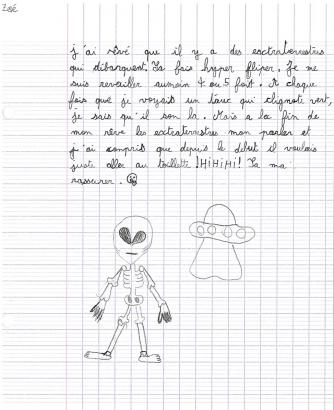 extraterrestres rêves enfants rédaction toilettes peur