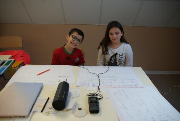 Amandine et Kylian (Kabous) en enregistrement duo de leur partition