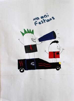 parader_haranguer la foule_char_dessin_enfant_création en cours_Héloïse_Dravigney