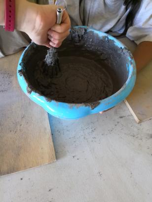 Atelier Marbré, projet pâtissez-tapissez ! programme Création en cours. Ecole Lou Malhoulet