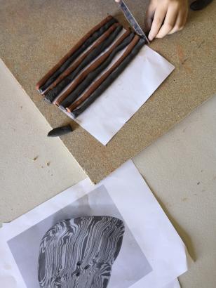 Terres mêlées, nériage. Atelier dans le cadre du projet pâtissez-tapissez, programme création en cours. 