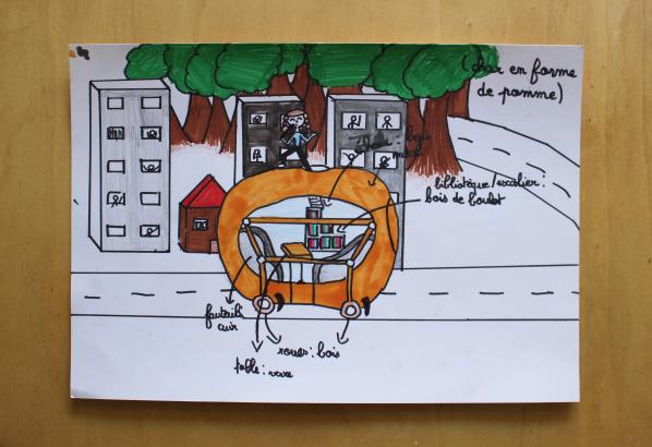 parader_haranguer la foule_char_pomme_dessin_enfant_création en cours_Héloïse_Dravigney
