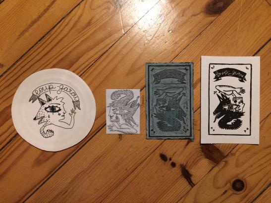 linogravure, loup garou, sorcière