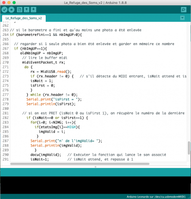 Extrait du code Arduino