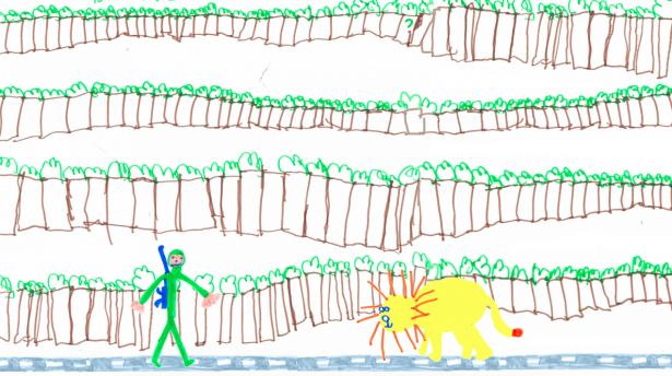dessin enfant lion savane