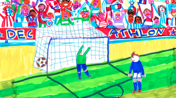 tir au but foot dessin enfant stade