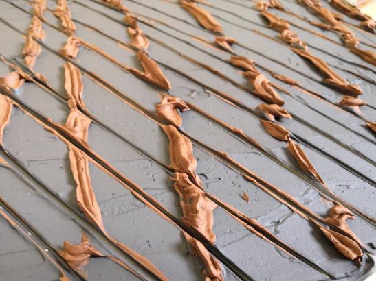 Création en cours, projet Pâtissez-tapissez ! Atelier Mille-feuille, école Lou Malhoulet, Le Pouget.