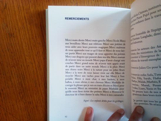 livre poésie remerciements