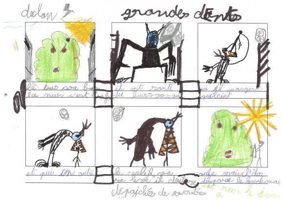 dessin enfant grandes dents loup