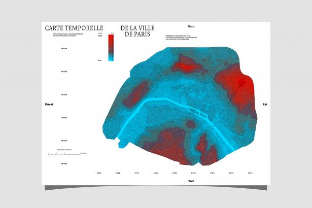 Carte temporelle relativiste de la ville de Paris
