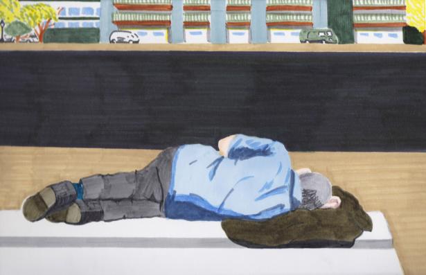 Homme dormant dans la rue 2