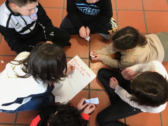Rédaction de la charte par un groupe d'élèves.