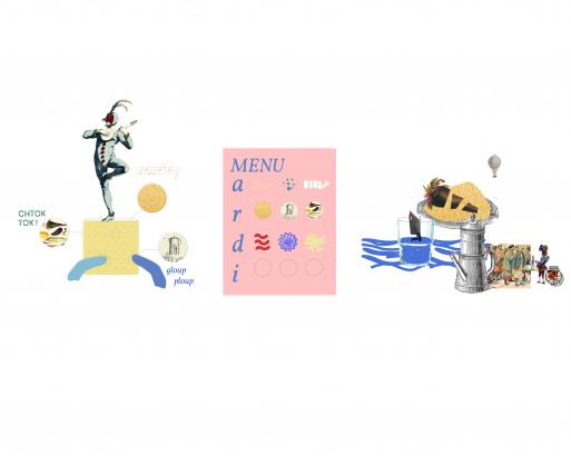 Les menus-rébus sont des paysages sonores composés à partir de sons connus ou mystérieux glanés dans la cantine. En jouant sur la logique de récit autant que sur le sensoriel, on les traduit en histoires. 