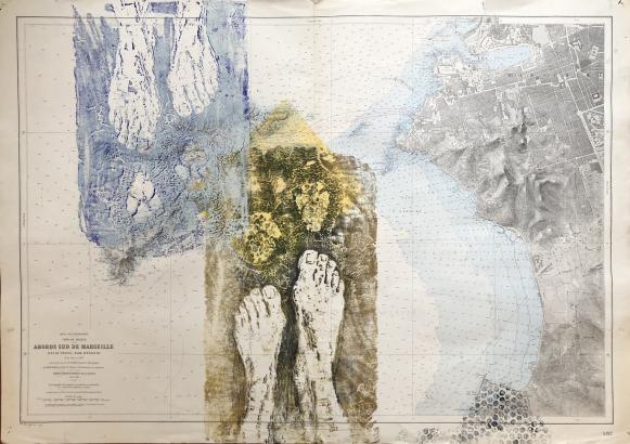 Gravure sur bois sur carte de navigation