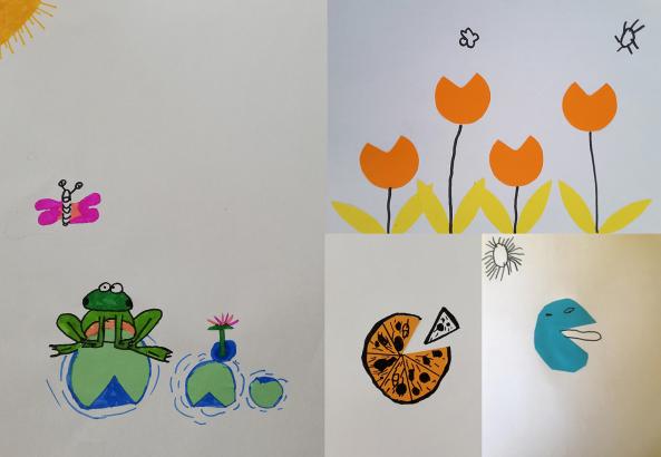 Images réalisées par les enfants pendant le confinement.