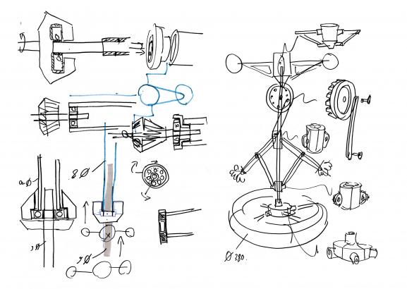 Dessins de recherche anémomètre 01 - Chorégraphie mécanique