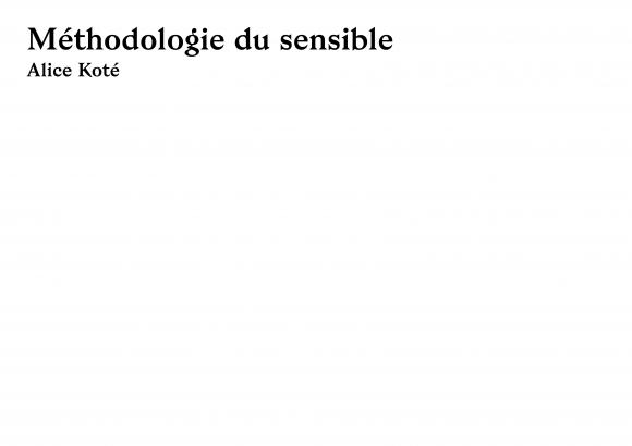 Méthodologie du sensible