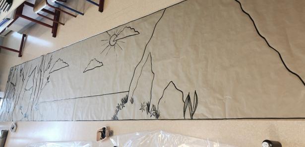 La fresque à ses débuts